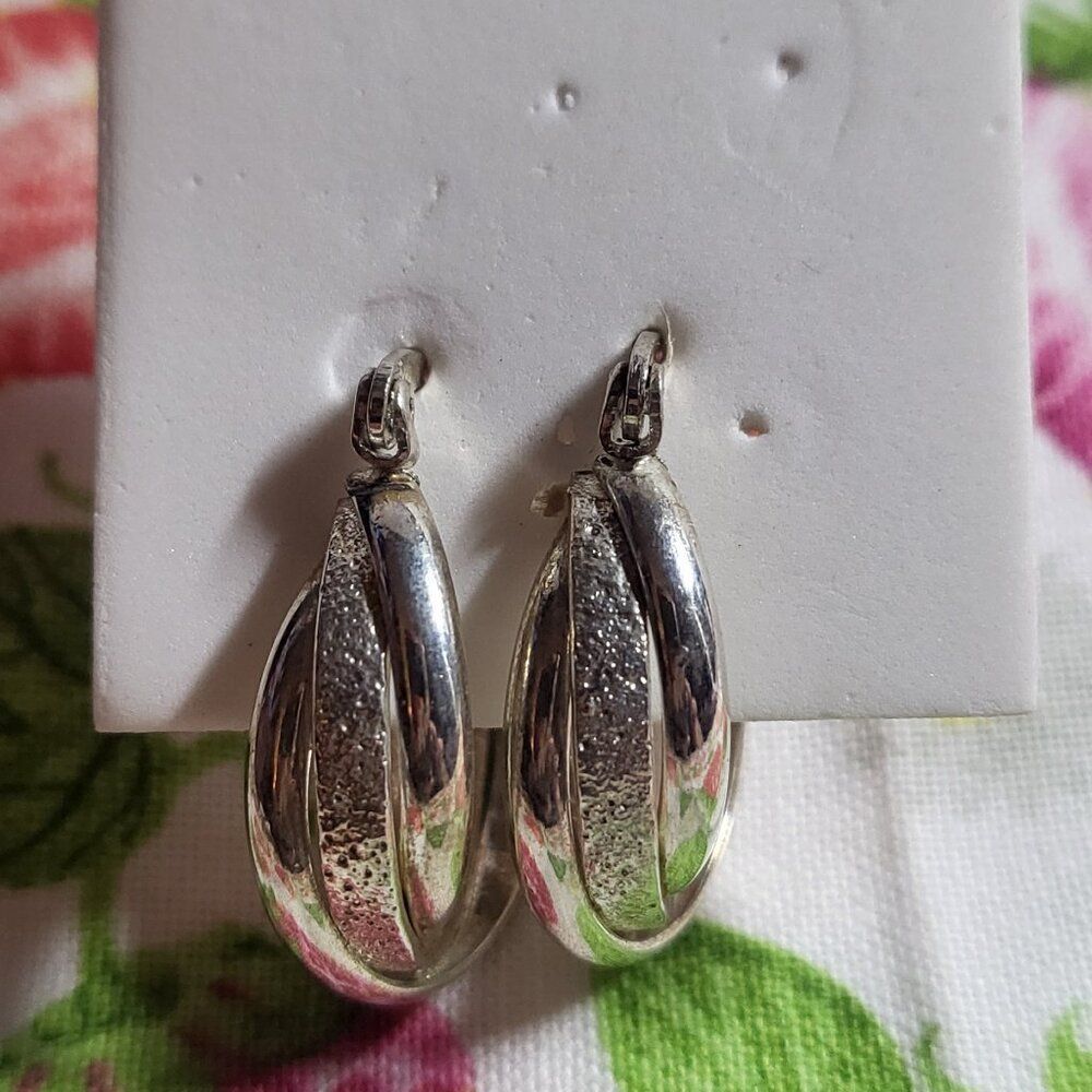 Vintage Triple Twisted Silver Hoops